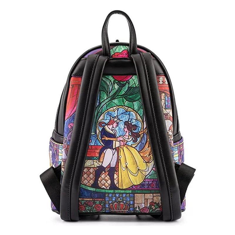 Loungefly-Style Princess Castle PU Leather Backpack – Women's Double Strap Shoulder Bag