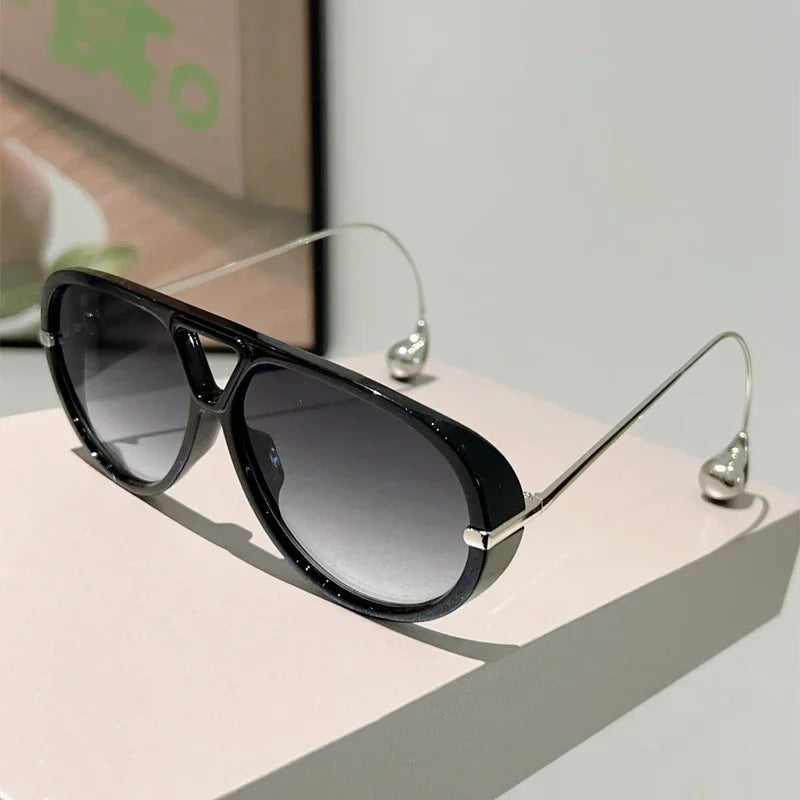 GM LUMIAS Oversized Pilot Sunglasses | Double Bridge Gradient Luxury Designer Shades for Women