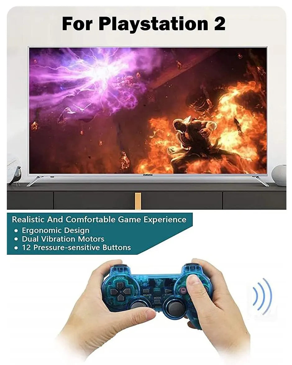 2.4G Wireless PS2 Gamepad – Dual Vibration Joystick Controller for PC & USB