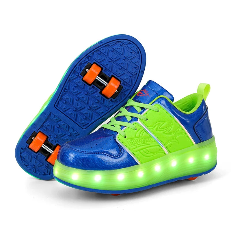 Children's LED Light Roller Skates – Multi-Functional Detachable Wheel Shoes, Size 29-41 for Students