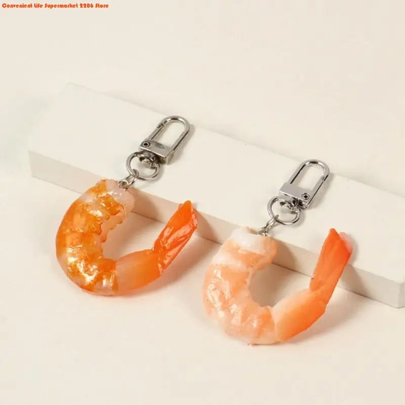 Funny Imitation Shrimp Keychain – Creative PVC Bag Pendant Key Ring for Women