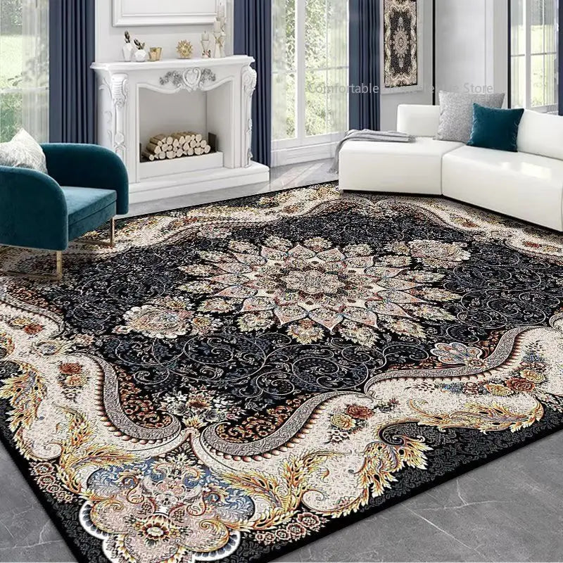Persian Style Large Area Carpet – Retro Non-Slip Washable Rug for Living Room & Bedroom