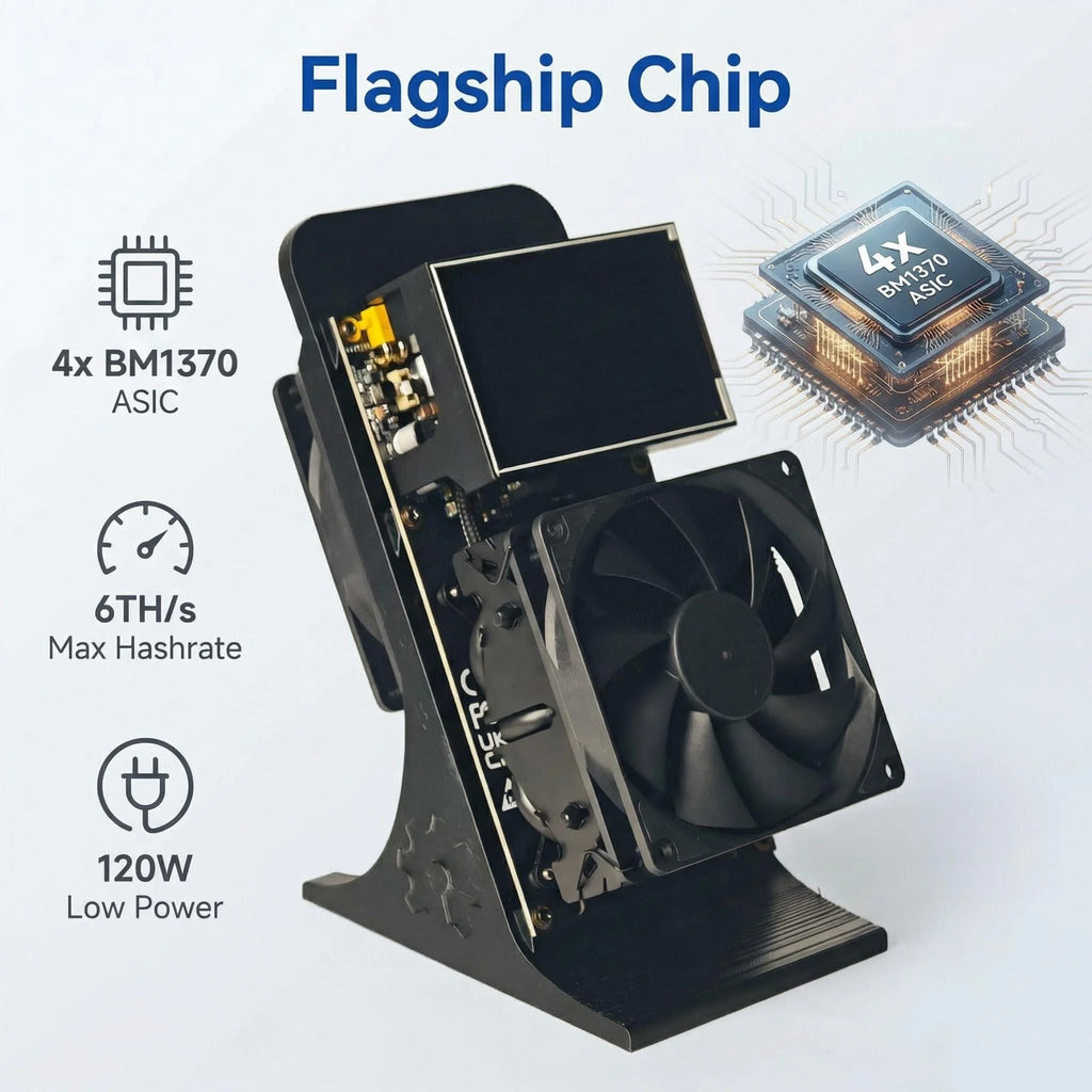 NerdQaxe++ Rev6.1 Bitcoin Miner – 6TH/s, 100W, 2.4G WiFi, SHA-256 Open-Source ASIC