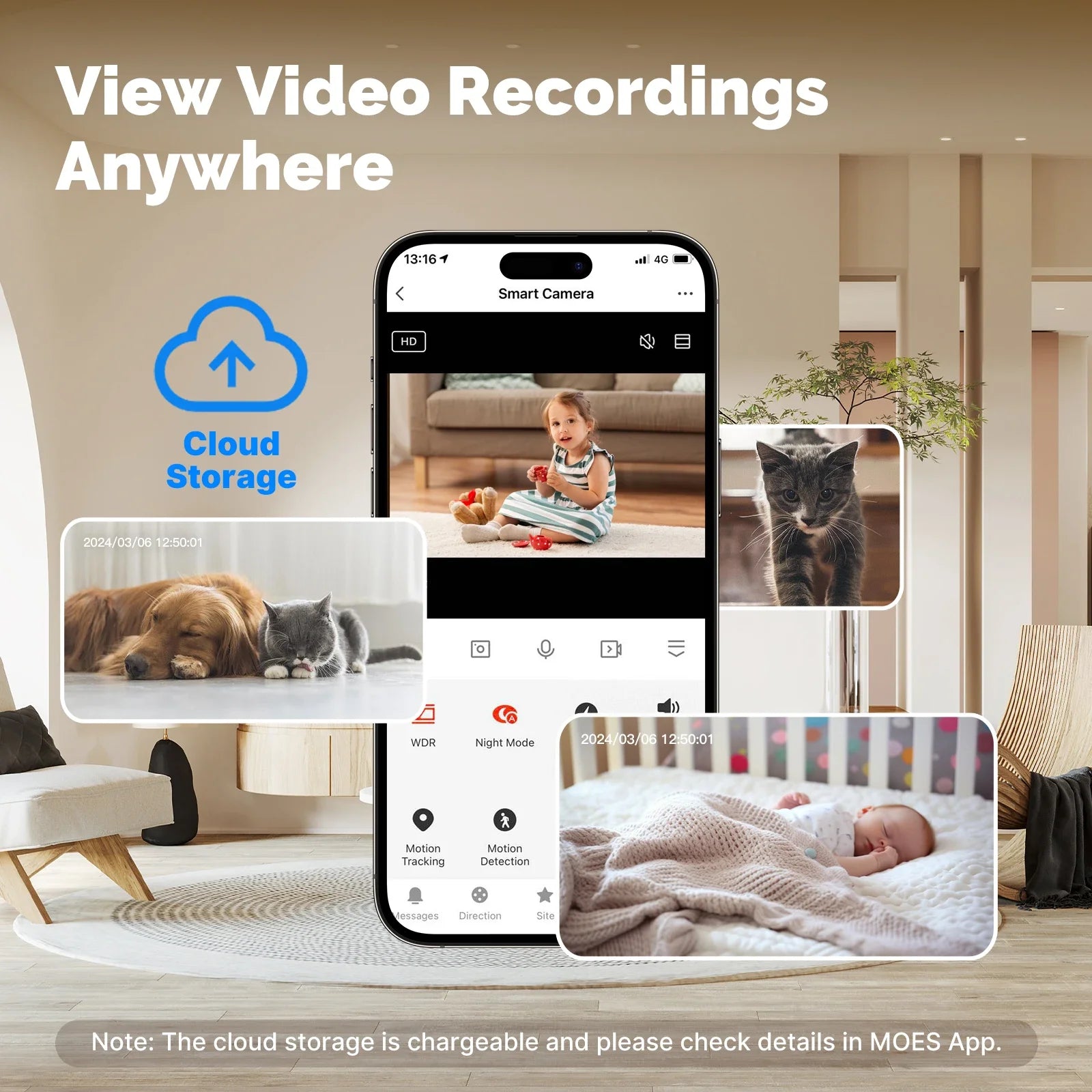 4MP WiFi Indoor Pan/Tilt Security Camera – 360° Pan, IR Night Vision, Motion & Sound Detection | Alexa & Google