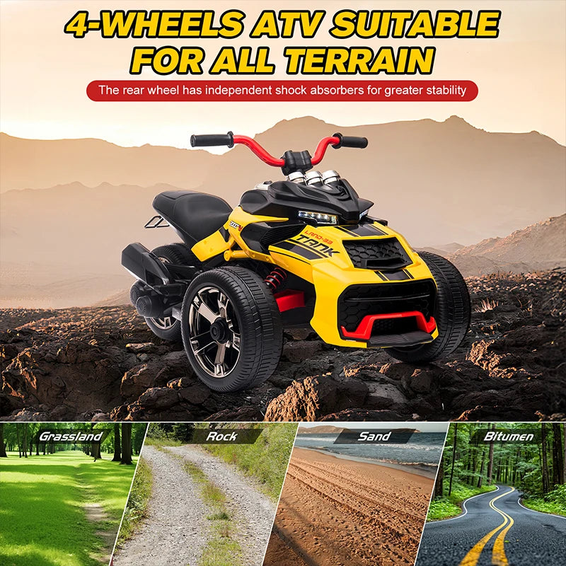 12V Kids Ride-On ATV – Three-Wheel Electric Toy with Lights
