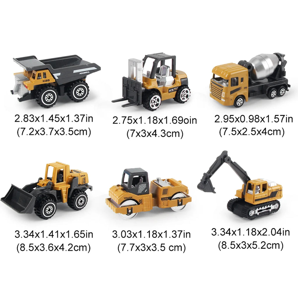 Die-Cast Construction Vehicle Toy Set – 1:64 Alloy Trucks & Excavators