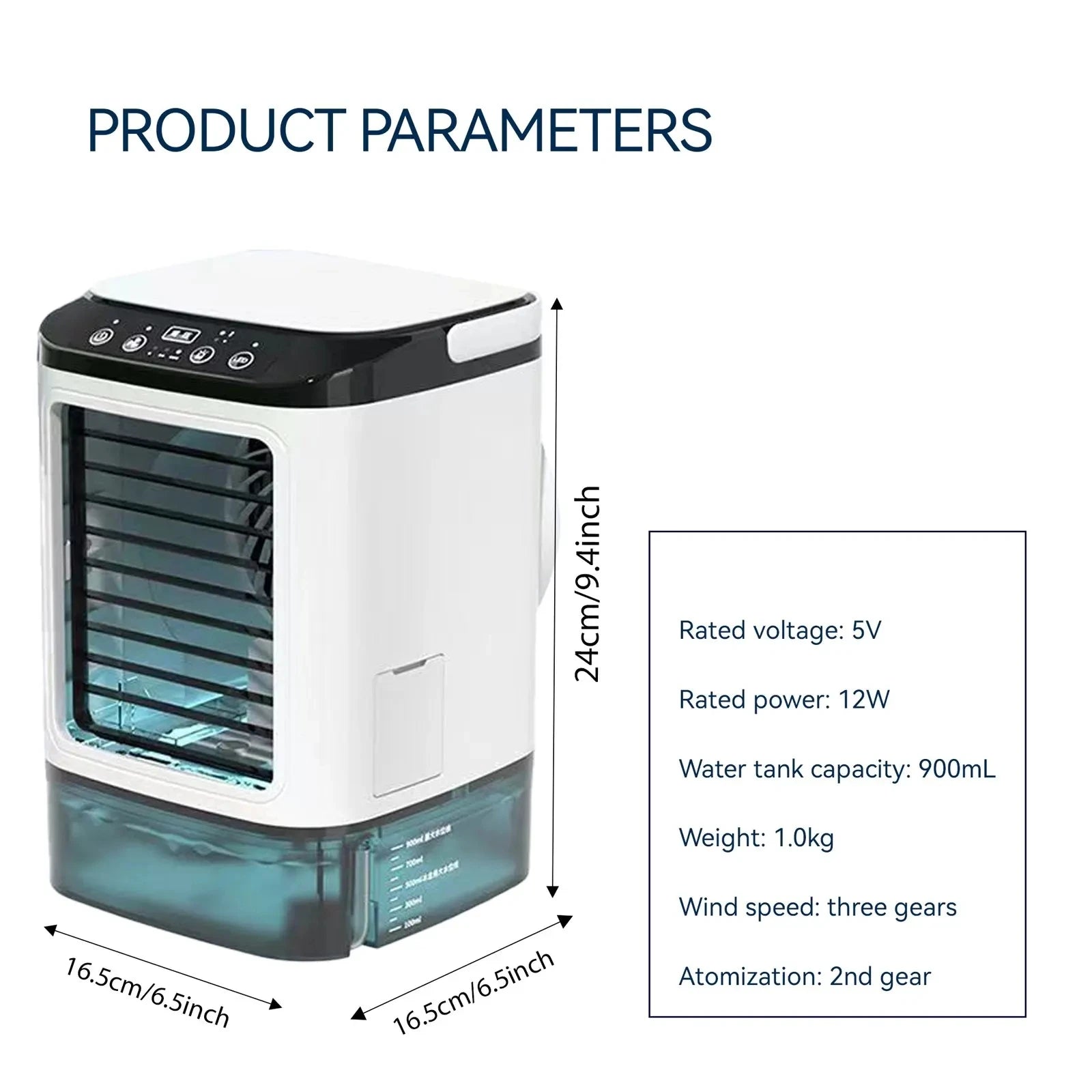 Portable Air Conditioner Fan — 3-Speed Mini AC Unit with 900ML Water Tank & Humidifier for Bedroom & Office