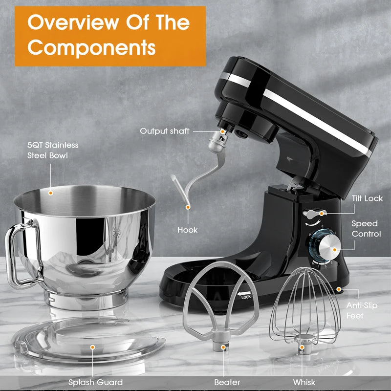 1000W Stand Mixer & Food Processor – 8+P Speed Electric Blender, Egg Whisk, Desktop Kitchen Mixer with Bowl