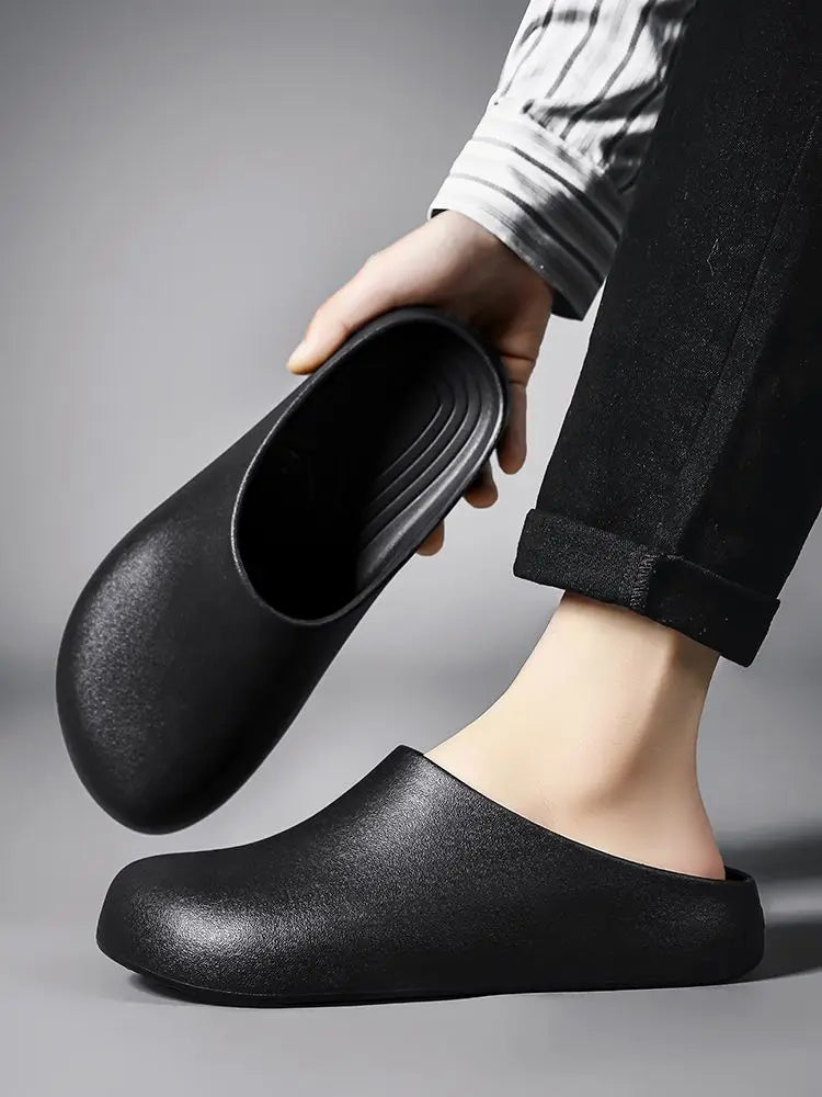 Men's All-Season Non-Slip Waterproof Chef Shoes – Closed-Toe Work Slippers