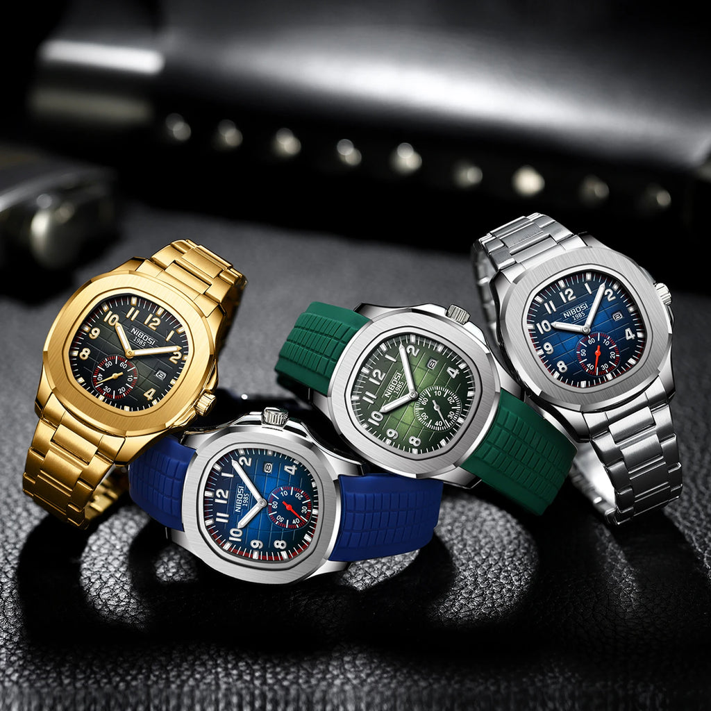 NIBOSI Men's AQUANAUT Sport Quartz Watch | Luxury Auto Date Luminous Waterproof Wristwatch