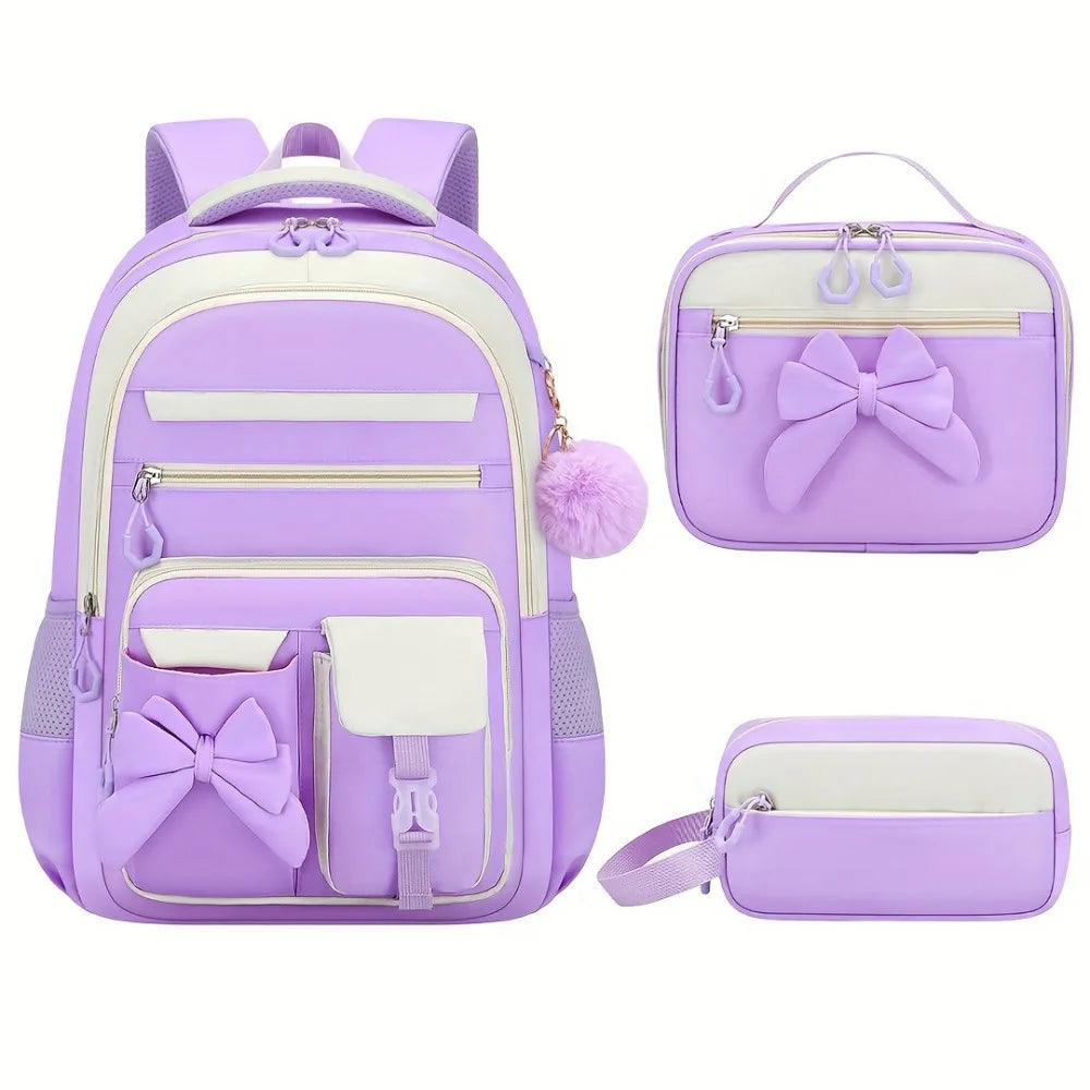 Bow-Knot School Backpack – Bag & Matching Set Options