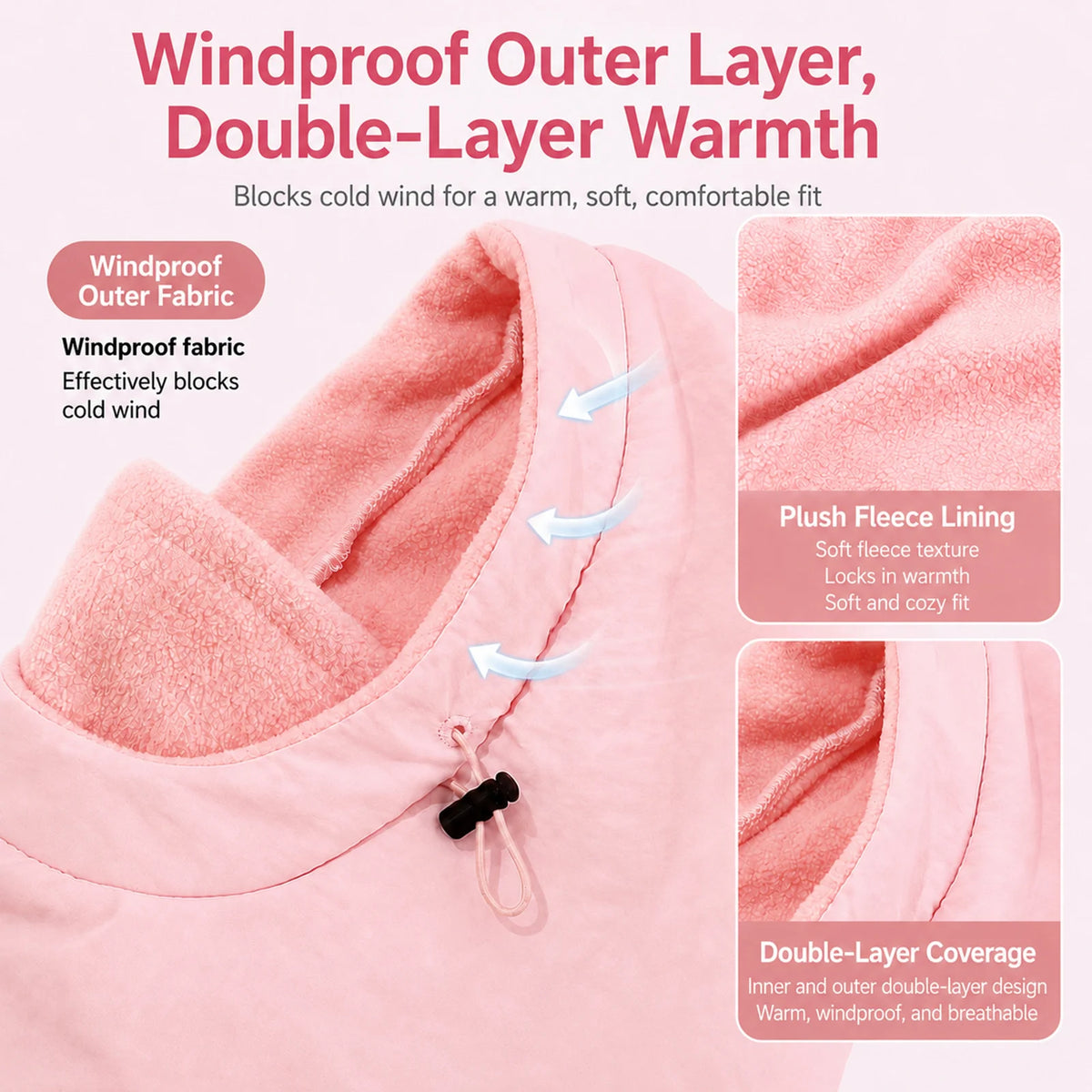 Kids' Fleece Winter Hood with Face and Neck Cover