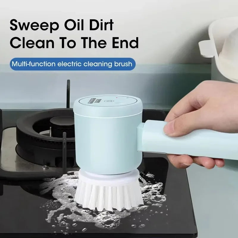 Cordless Spin Scrubber 5-in-1 – USB Rechargeable Electric Cleaning Brush for Bathroom, Kitchen & Tile