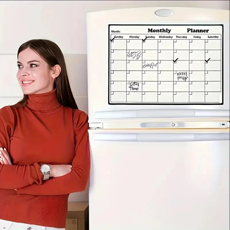 Stay Organized in Style — Magnetic Dry Erase Monthly Calendar | Refrigerator Planner, Whiteboard Calendar, Kitchen Organization & Decor