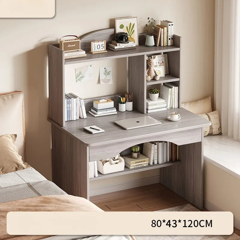 Home Desk with Integrated Bookcase — Student Study Table, Bedroom Dresser & Computer Desk with Storage