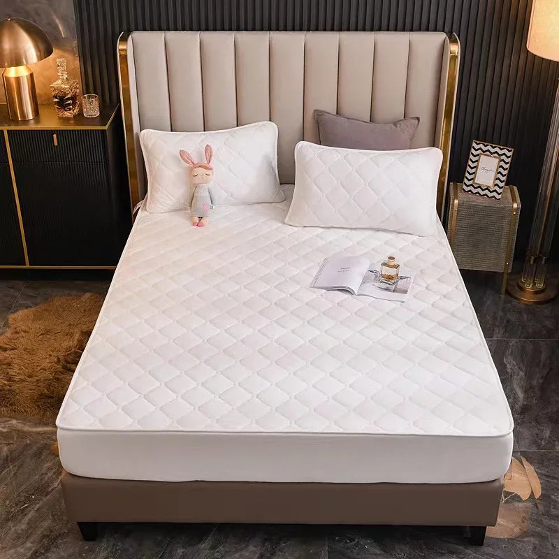 Crystal Velvet Quilted Mattress Cover – Warm Plush Fitted Sheet, Queen & King, No Pillowcase