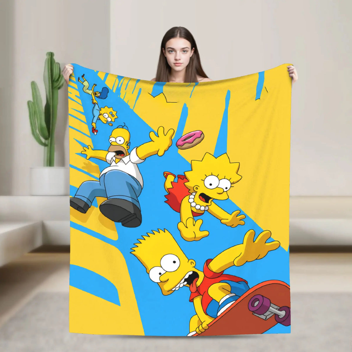 Simpsons Character Super Soft Plush Throw Blanket – Flannel Fleece Bedspread