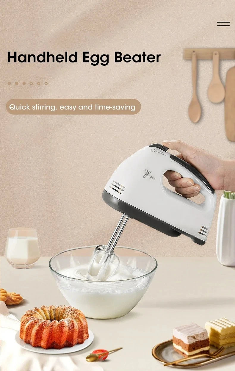 7-Speed Handheld Electric Egg Beater – Automatic Household Mixer, Dough Blender & Cream Whipper for Baking
