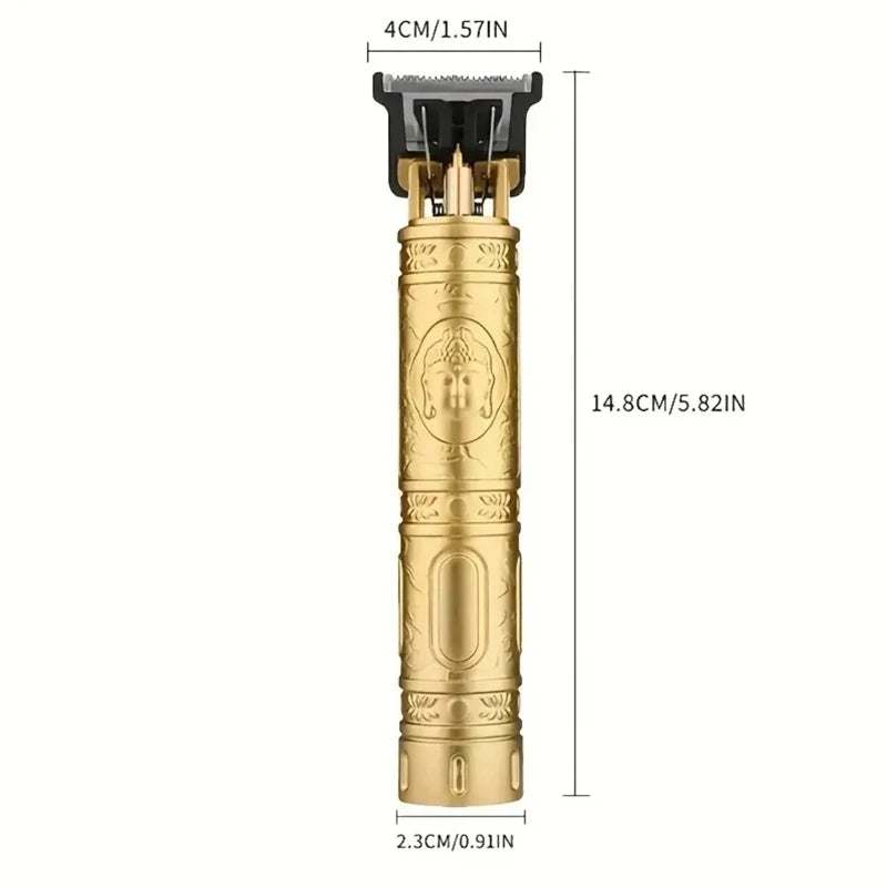 XMSJ Carving Hair Clipper – Metal Body, Engraved Design, Rechargeable Barber Trimmer