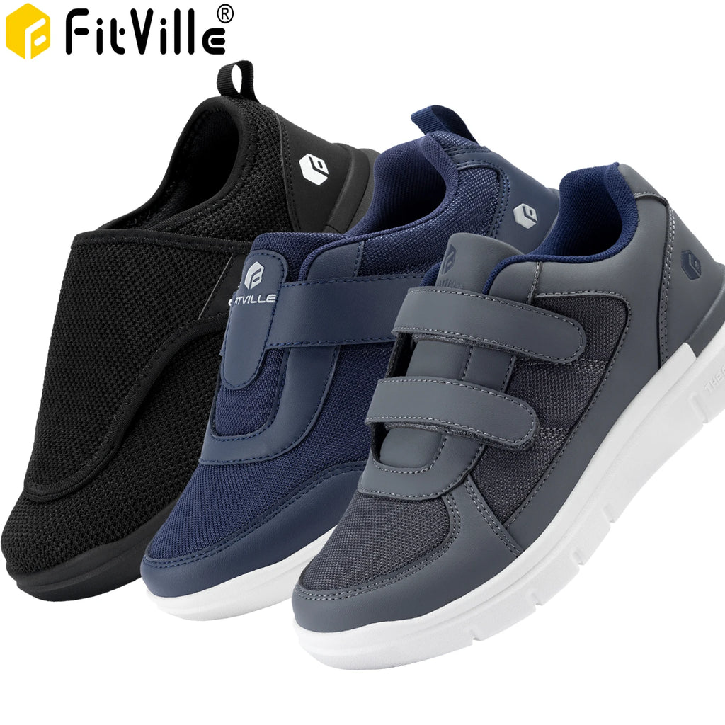 Men's Extra Wide Adjustable Diabetic Shoes – Orthopedic Walking Shoes for Elderly Swollen Feet & Foot Pain