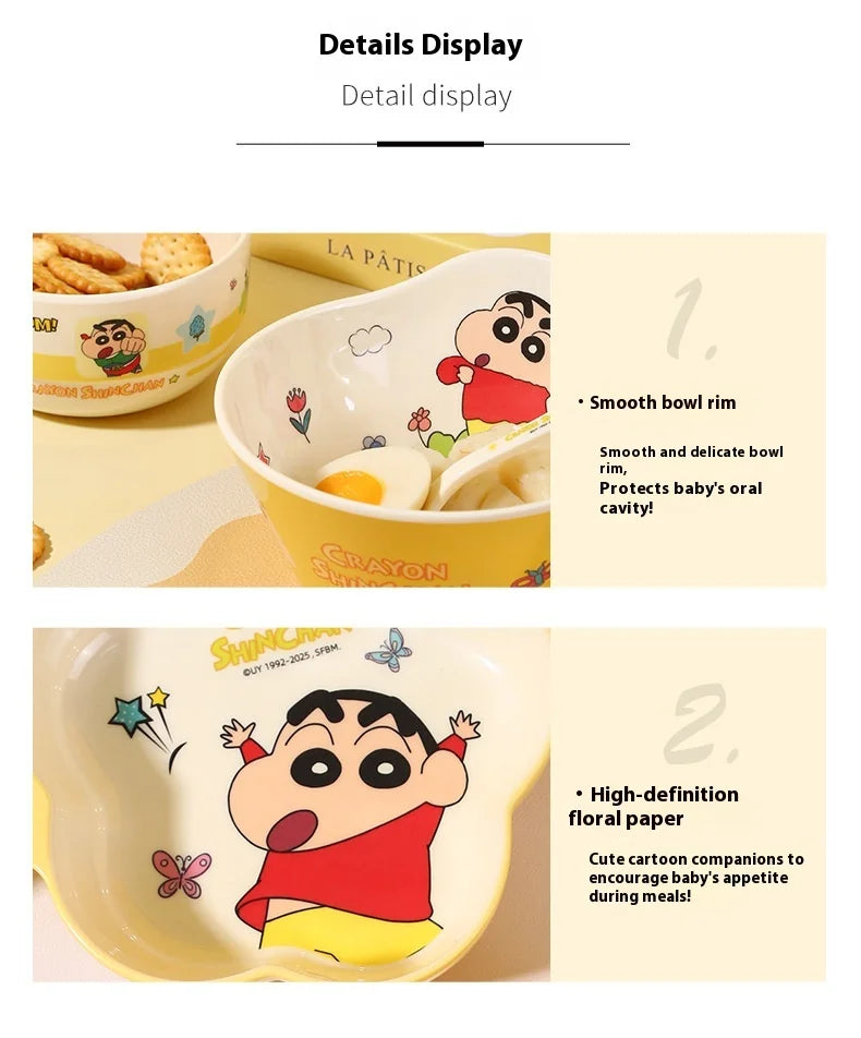 Crayon Cartoon Children's Bowl Set — Soup Bowl & Divided Plate