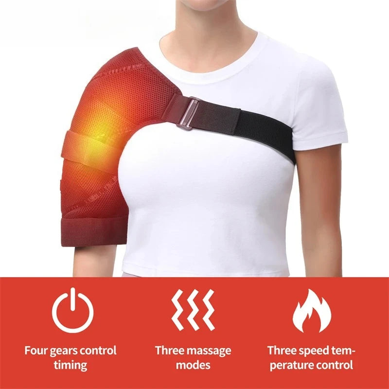 Electric Heated Shoulder Massage Pad – Vibration Wrap with 3 Modes for Fatigue & Joint Relief