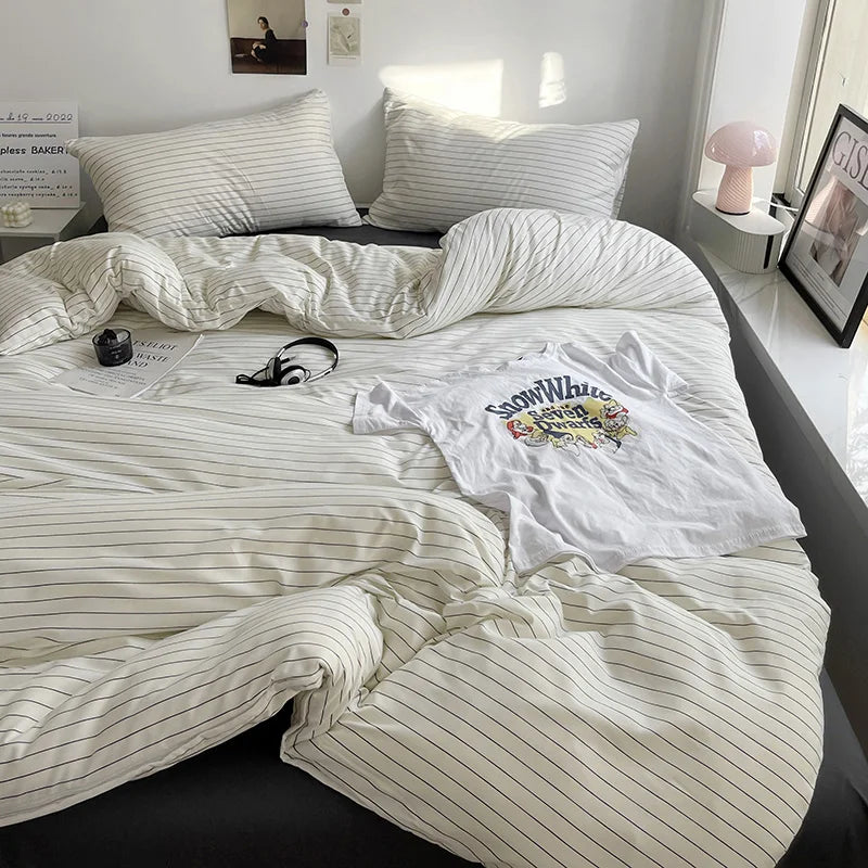 Stripe Bedding Comforter Set – Duvet Cover, Bed Sheet & Pillowcase, Single to King