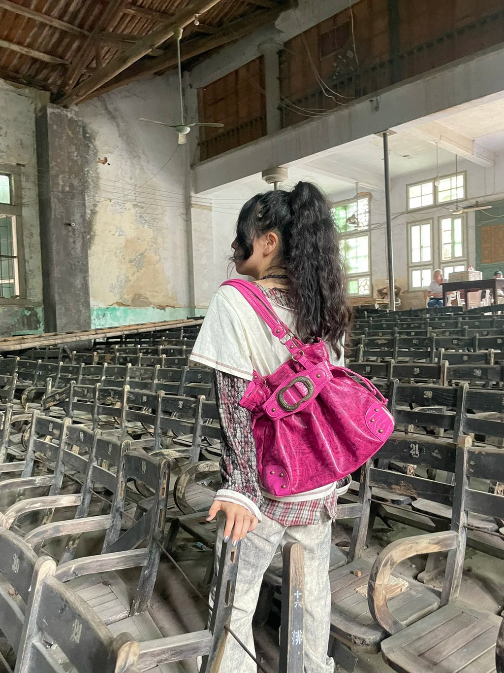 ABQP Vintage Distressed Large Capacity Underarm Tote Crossbody Bag – Designer Shoulder Handbag for Women