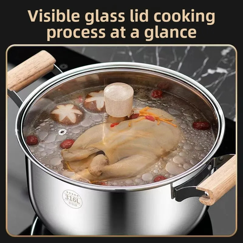 Stainless Steel Soup Pot – Glass Lid & Side Handles