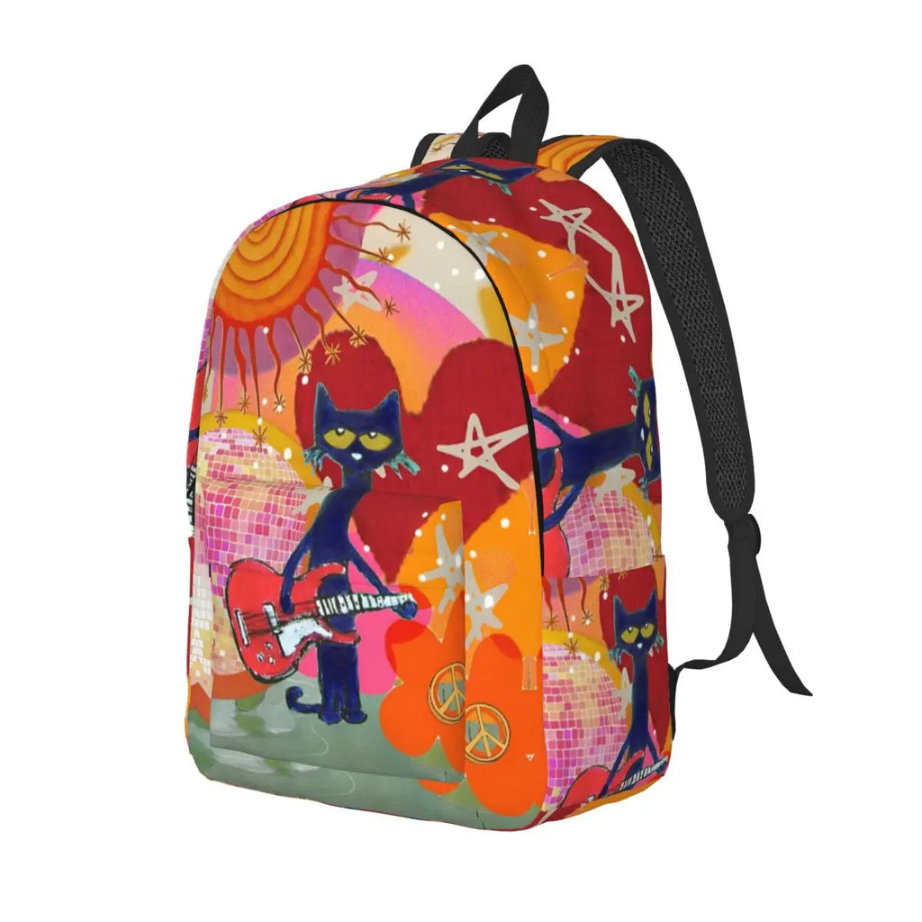 Pete the Cat Canvas Backpack – Cartoon Laptop Daypack for School & Travel