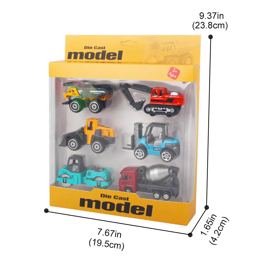Die-Cast Construction Vehicle Toy Set – 1:64 Alloy Trucks & Excavators