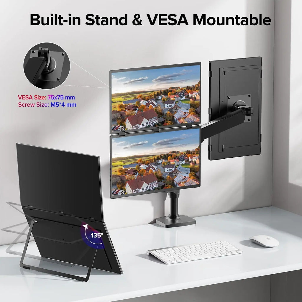 18.5-Inch Dual Portable Monitor – Full HD Folding Screens