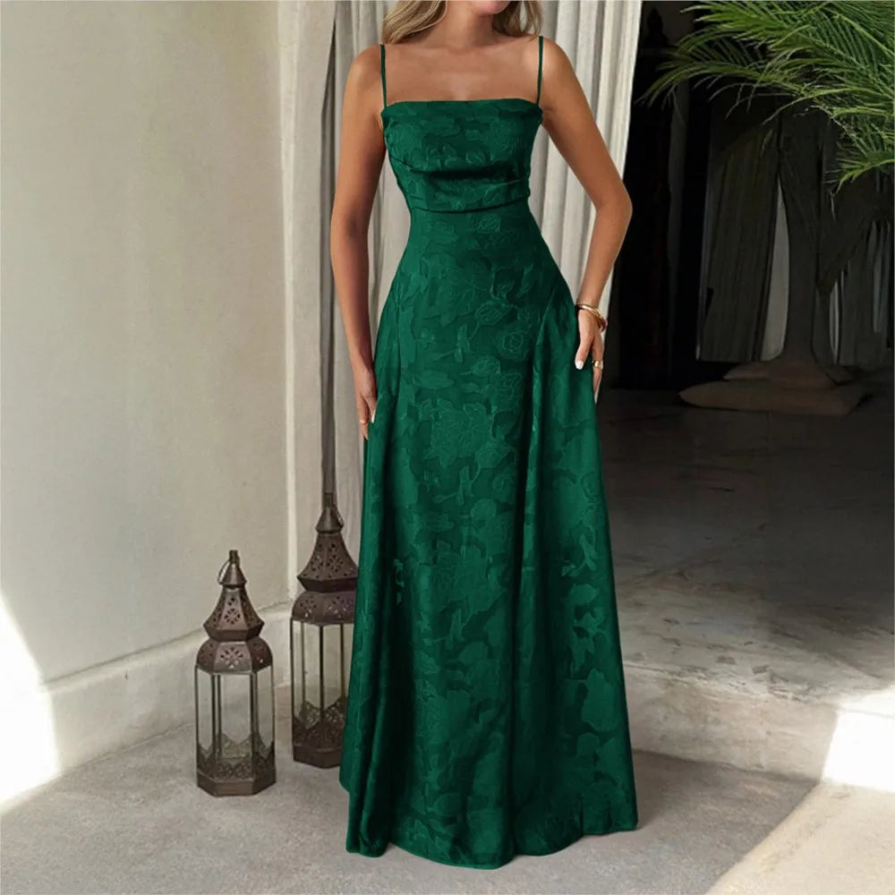 Strapless Tube Top Fit & Flare Midi Dress — Sexy Sleeveless Wedding Banquet Party Dress