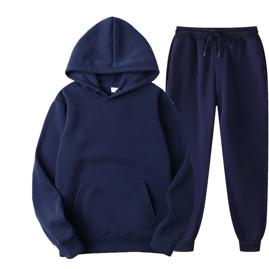 Men's Solid Color Hoodie & Pants Tracksuit Set – Fashionable Casual Sport (S–3XL)