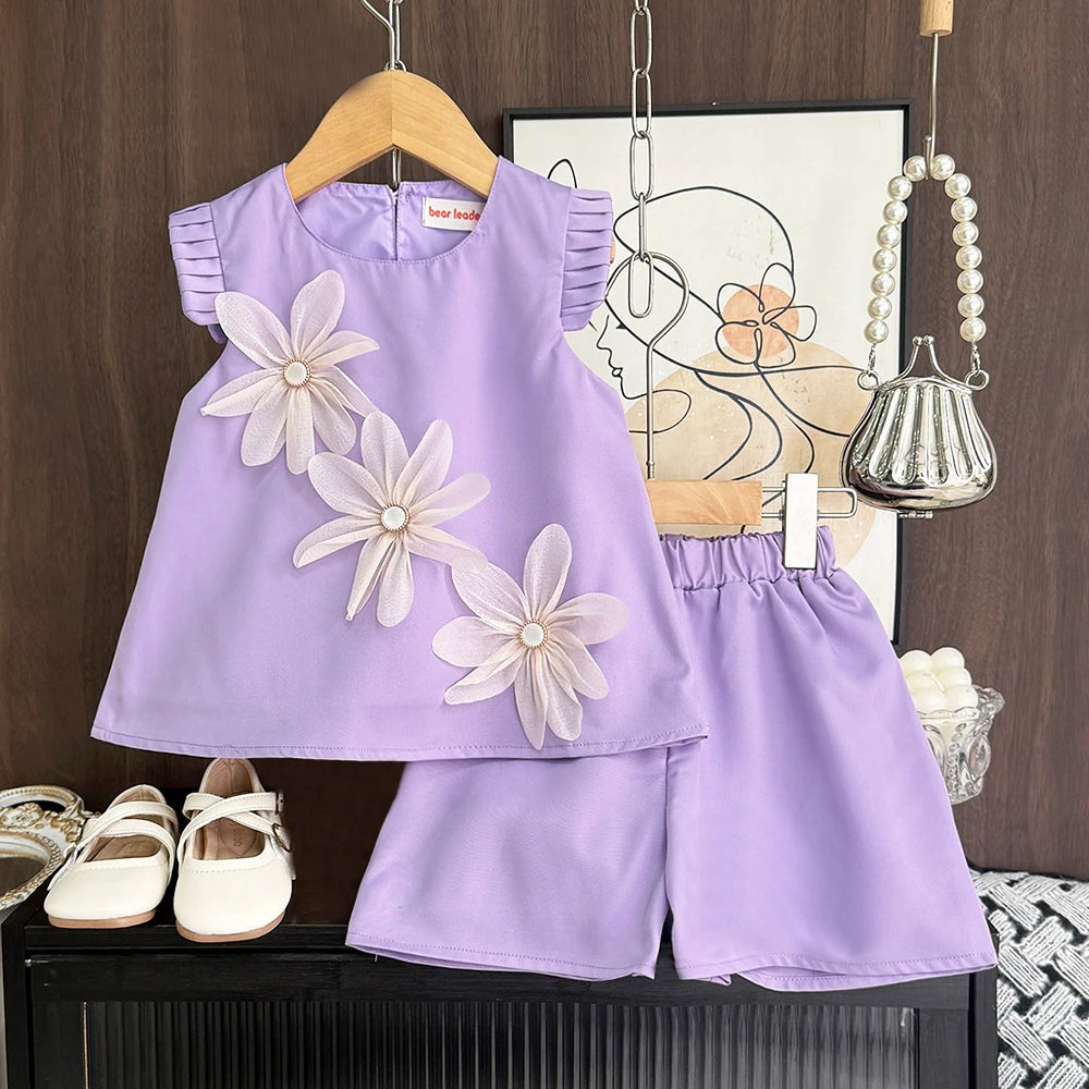 Girls 3D Flower Princess Dress — Elegant Wedding & Party Dress (2–7 Years)