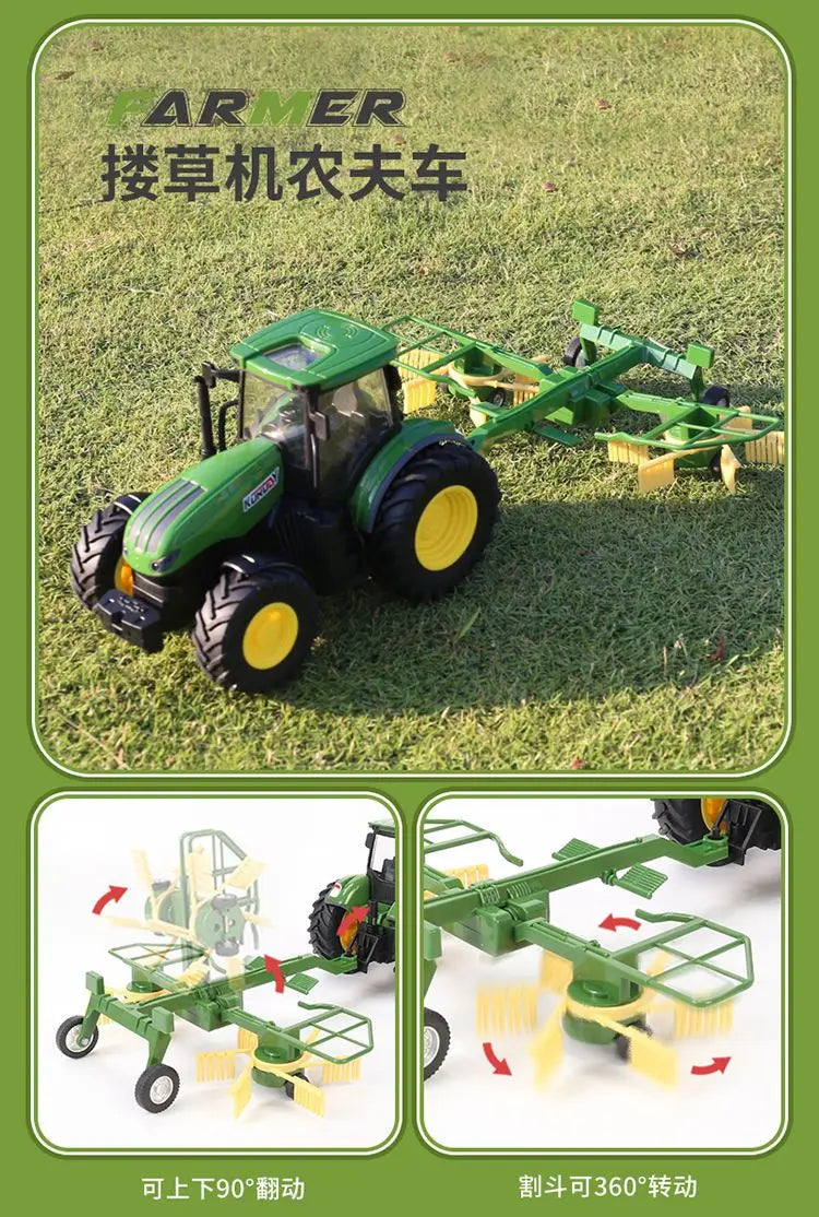 Farm Tractor Toy with Trailer & Accessories – Simulation Farmer Vehicle Set for Kids