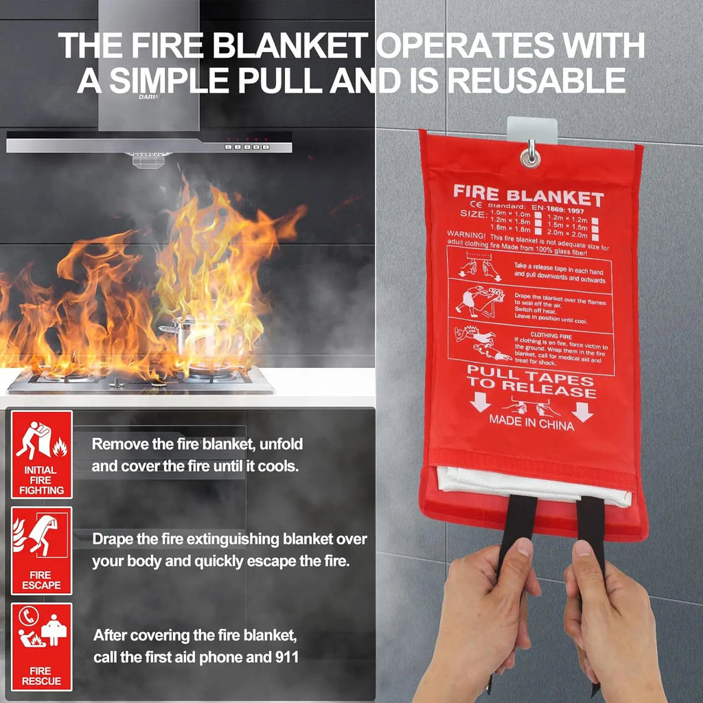 Fiberglass Fire Emergency Blanket – Flame Retardant Suppression Blanket for Home Safety & Survival