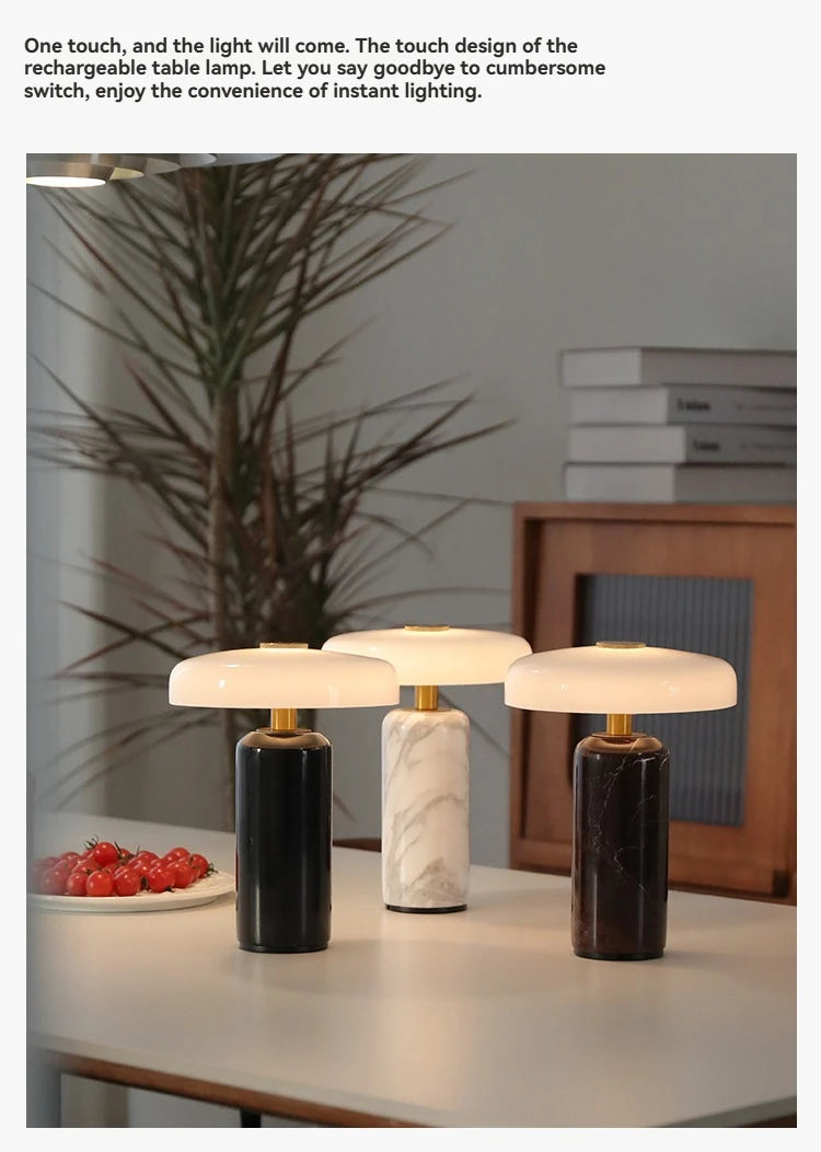 Marble Table Lamp – USB Charging & Touch Dimming