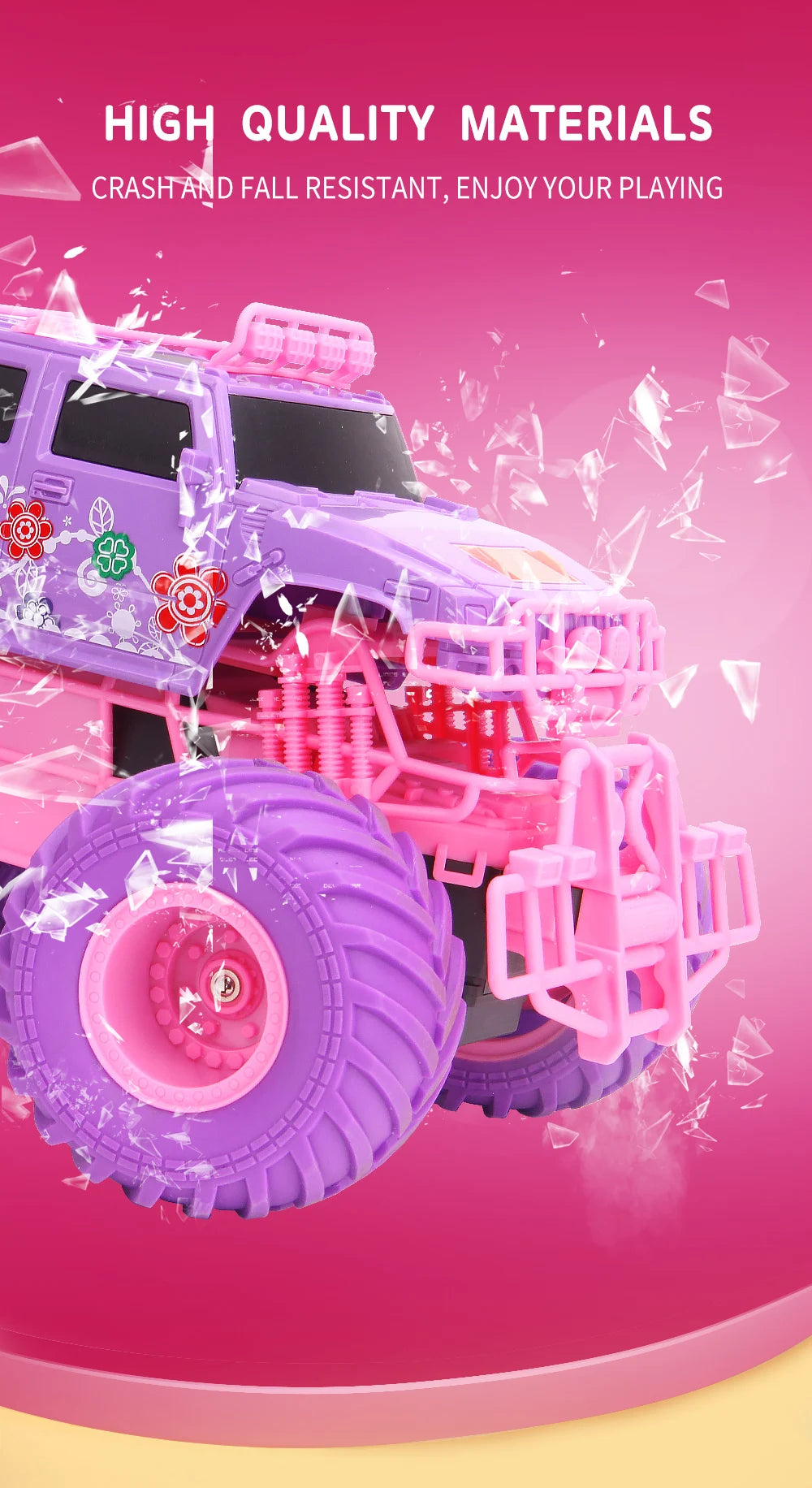 Pink RC Car Pickup Truck Electric Climbing Drop-resistant Stunt Remote Control Toy For Children Party Gift Christmas Ornament