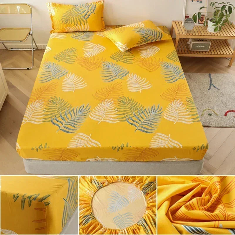 Fashion Print Elastic Fitted Sheet – Non-Slip Mattress Cover with Pillowcase, Multiple Sizes