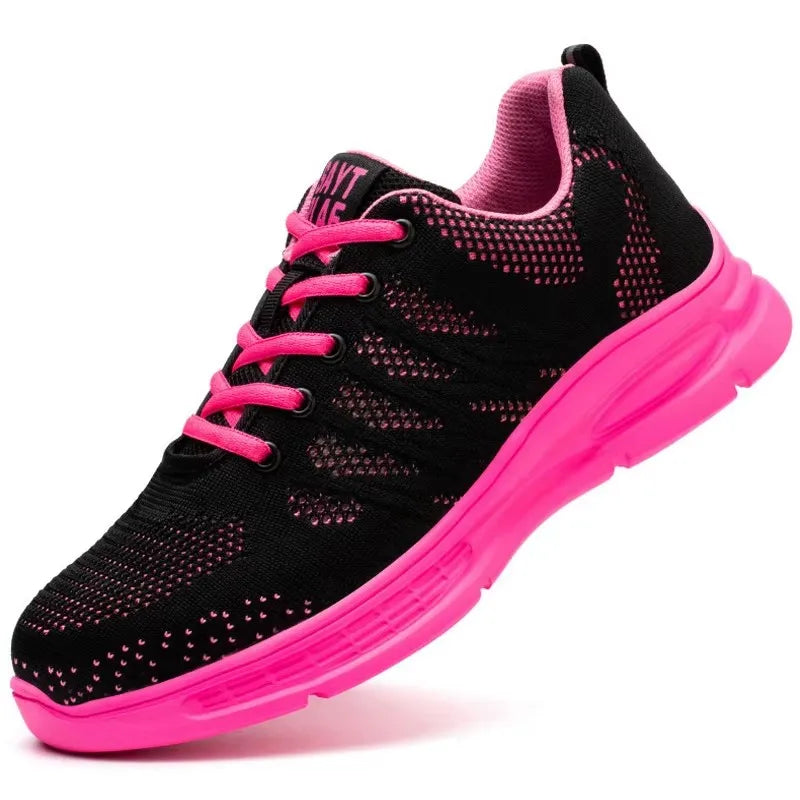 Steel Toe Safety Sneakers for Women — Lightweight Pink Work Shoes with Anti-Puncture Protection
