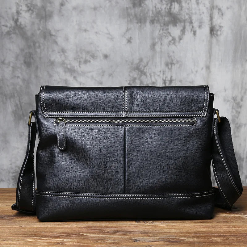 NZPJ New Leather Men's Shoulder Bag Retro Top Layer Cowhide A4 File Men's Bag Brown Handmade Crazy Horse Leather Messenger Bag