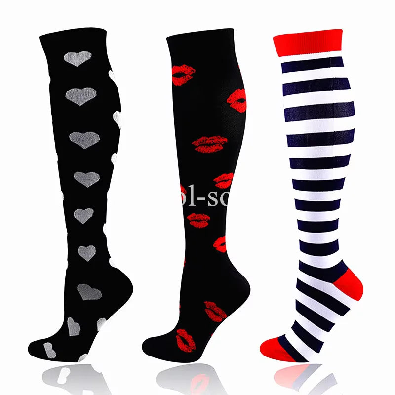 Knee High Compression Socks 20-30mmHg – 3 Pairs for Diabetes, Varicose Veins, Edema, Nurse & Running