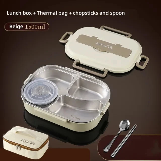 304 Stainless Steel Compartment Lunch Box – 1L to 2L