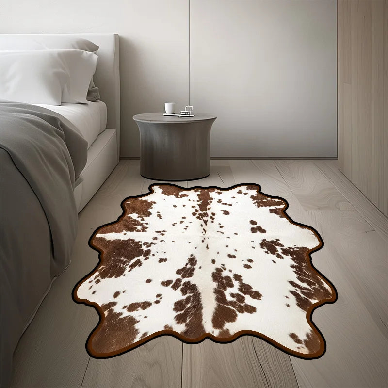 Cow Style Irregular Large Area Rug – Non-Slip Washable Bedroom & Living Room Carpet, 10 Colors & 15 Sizes