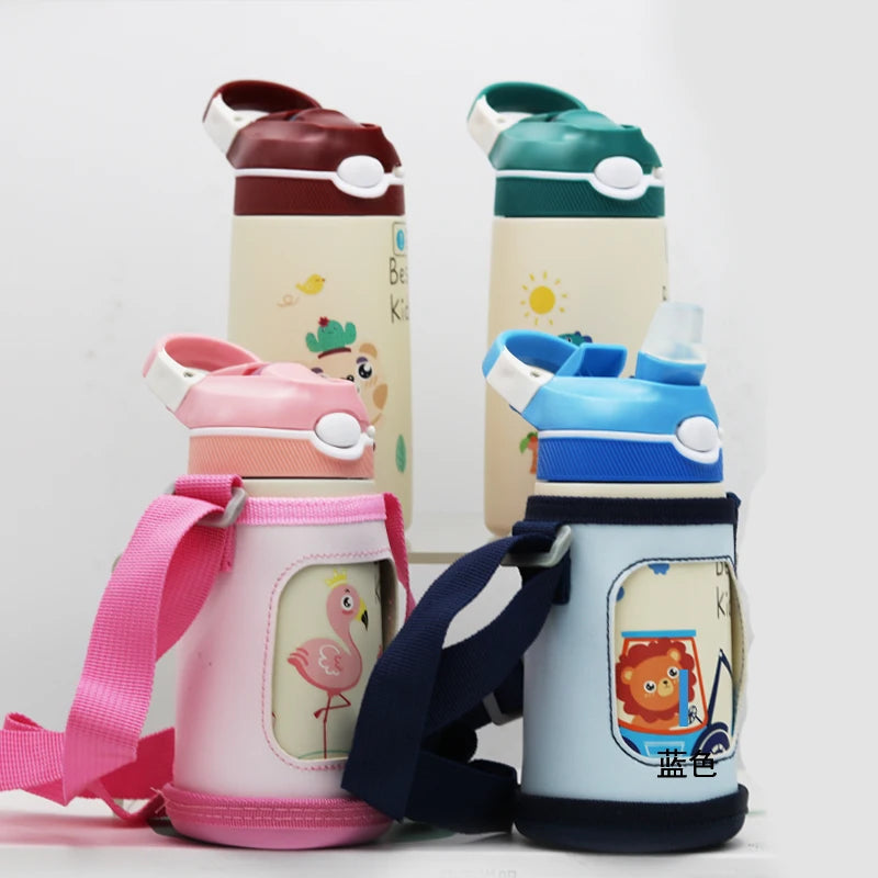 400ml Kids 316 Stainless Steel Vacuum Thermos Bottle – Duck-Billed Straw Tumbler, 6–12Hr Insulation