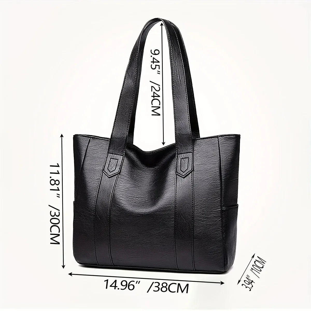 Vintage Large Capacity Shoulder Bag – Plain Commuter Handbag for Women