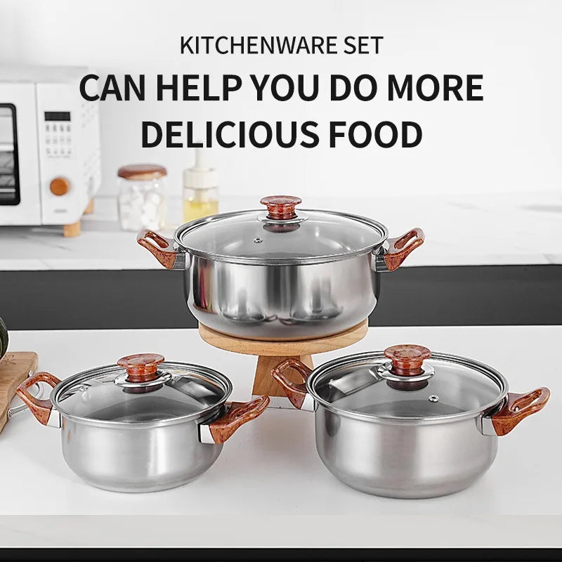 12-Piece Nonstick Pot Set – Light Grey with 6 Glass Lids