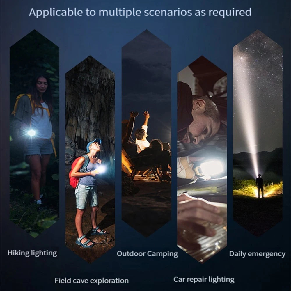 2500 Lumen Long Range LED Flashlight – IPX7 Waterproof, Type-C, 5 Modes, Power Bank Function