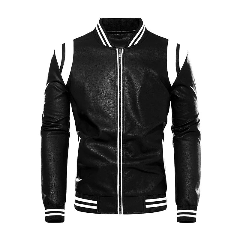 Men's Patchwork Faux Leather Jacket – Cotton Lined